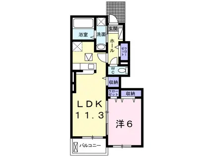 PLATA I(1LDK/1階)の間取り写真