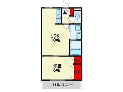 ローズ・フェアリー(1LDK/4階)の間取り写真