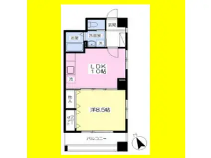 ブルーハイム茶町(1LDK/3階)の間取り写真