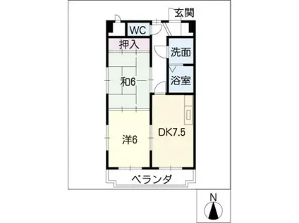 エステートシバタ(2DK/4階)の間取り写真