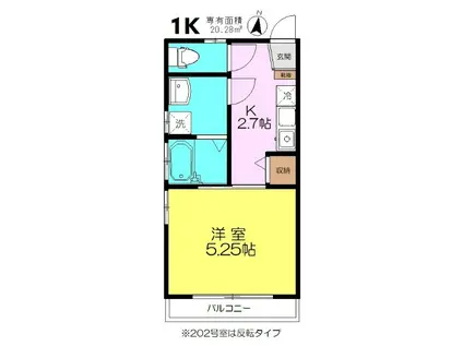 ケラソス国立(1K/2階)の間取り写真