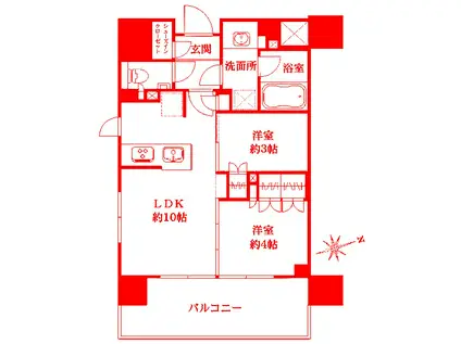 グレーシアフィット藤沢鵠沼(2LDK/2階)の間取り写真