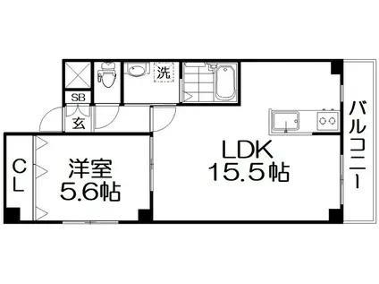 ENDLESSLY 北中振(1LDK/1階)の間取り写真