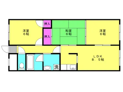 キャロットマンションべふ(3LDK/3階)の間取り写真