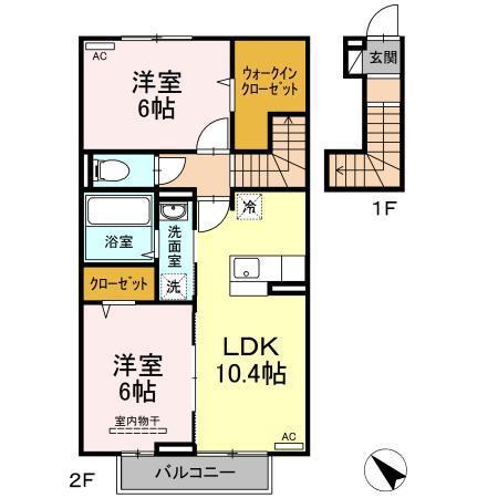 D-ROOM南阿蘇(2LDK/2階)の間取り写真
