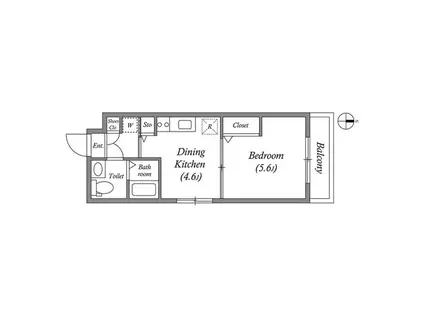 GRANPASEO舎人(1DK/3階)の間取り写真