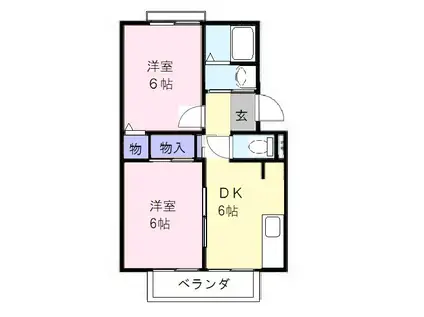 第二ビーチブリーズ(2DK/2階)の間取り写真