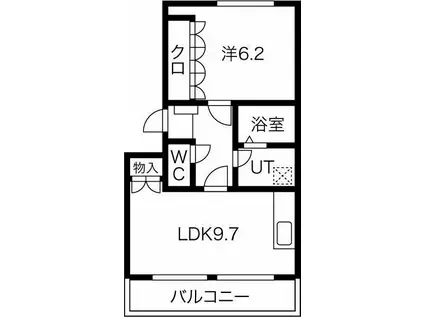 ふぁみーるB(1LDK/2階)の間取り写真