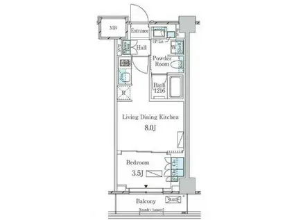 ラティエラ武蔵小杉(1LDK/5階)の間取り写真