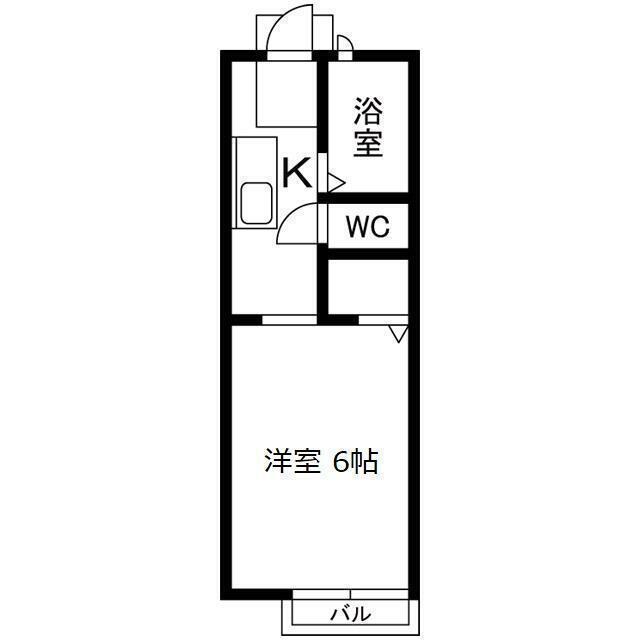 ビーライン(1K/1階)の間取り写真
