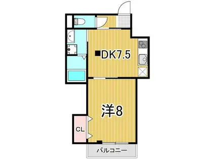 パレスホリケ2(1DK/3階)の間取り写真