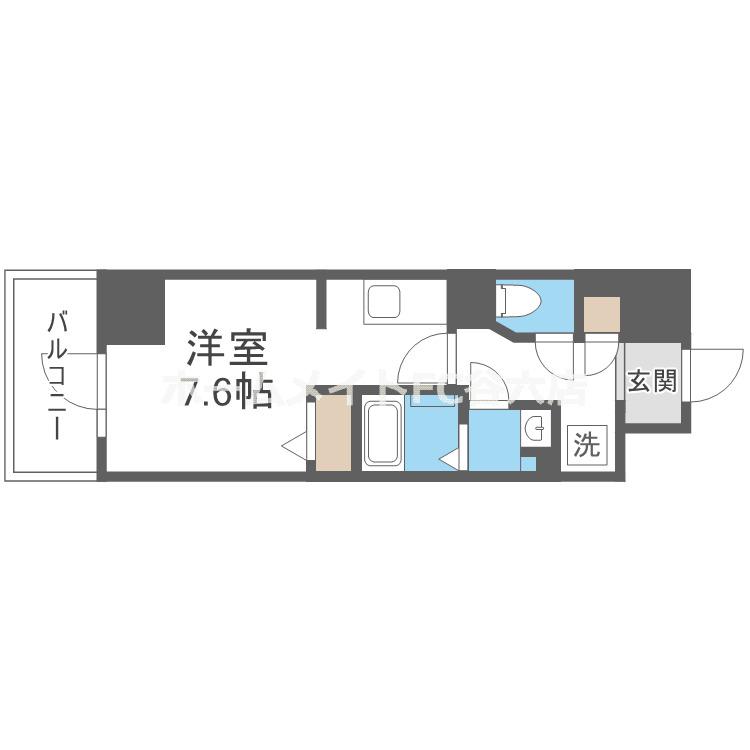 METROSA谷町六丁目サウス(ワンルーム/9階)の間取り写真