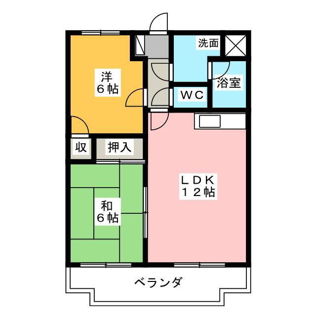 コンフォール富士(2LDK/3階)の間取り写真