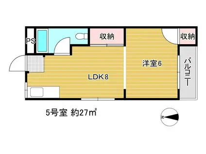 YS今里駅前(1LDK/3階)の間取り写真