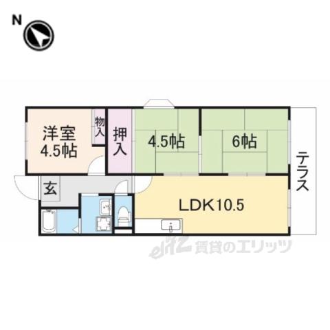 ヴィラージュ私市(3LDK/2階)の間取り写真