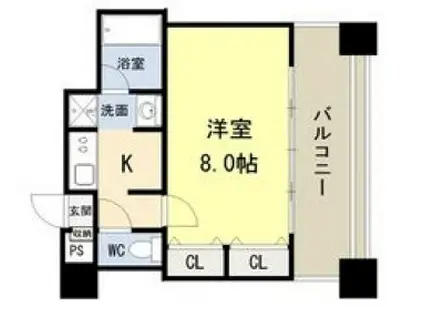 コスモリード谷町六丁目(1K/12階)の間取り写真