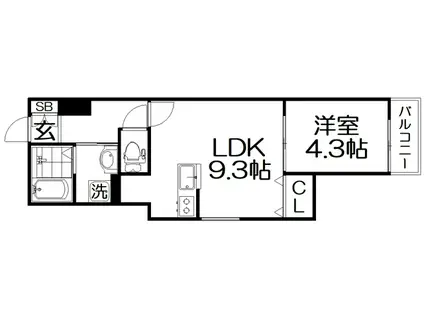 RESIDENCE HARU II(1LDK/3階)の間取り写真