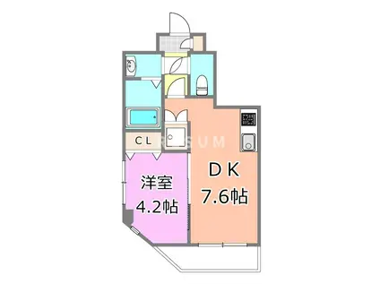 カイテキースV(1DK/4階)の間取り写真