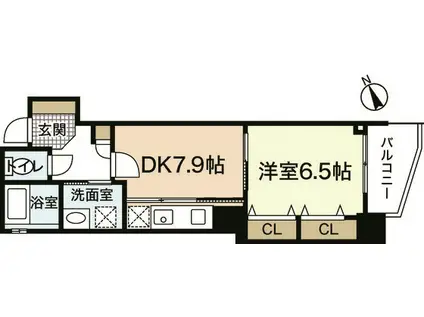 セントヒルズ上幟町(1DK/2階)の間取り写真