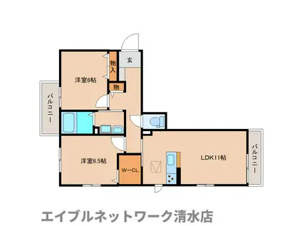 リッツ ガーデン(2LDK/1階)の間取り写真