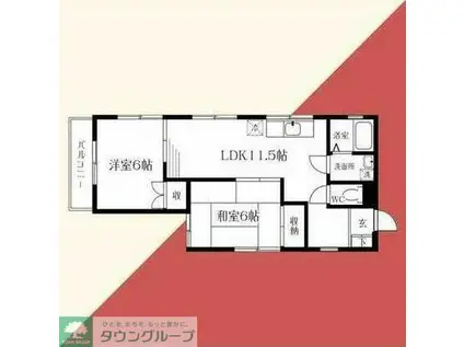 粕谷ビル(2LDK/4階)の間取り写真