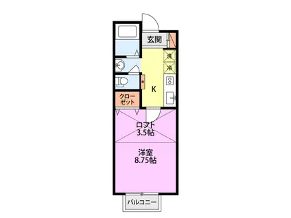 プラザ ドゥ ボヌール(1K/2階)の間取り写真