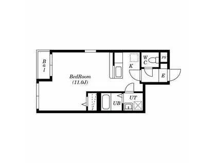 ガーデンコート(1K/2階)の間取り写真