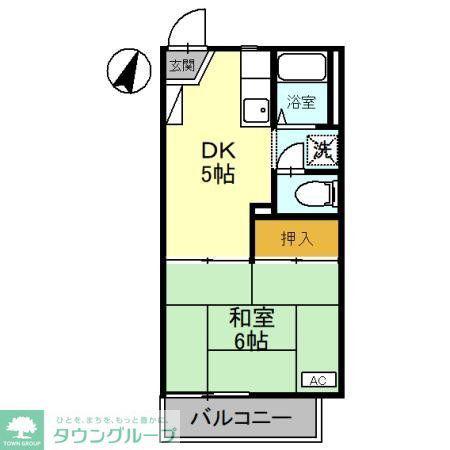 ジュネスヨシカワ(1DK/2階)の間取り写真