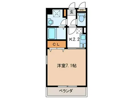 ウッディーバレイII(1K/2階)の間取り写真