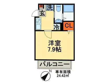 ヴィラ イル マーレ(1K/1階)の間取り写真