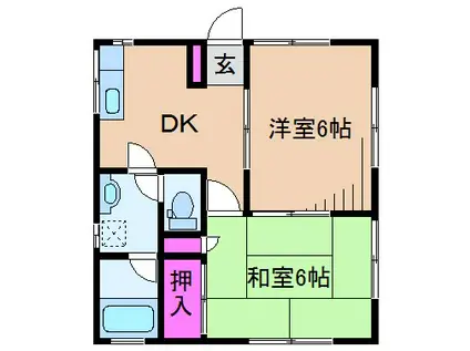 ベルメゾン(2DK/1階)の間取り写真