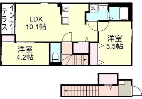 メゾン・ド・コローレ(2LDK/2階)の間取り写真