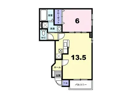 パークサイドヴィラ(1LDK/1階)の間取り写真