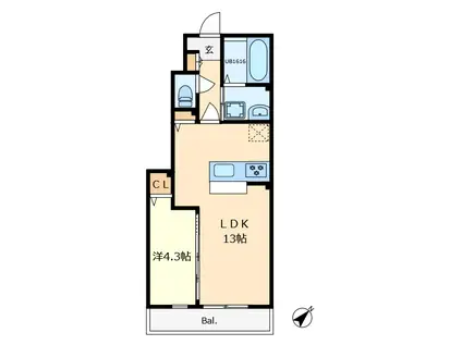 スウィート ホーム 2(1LDK/1階)の間取り写真