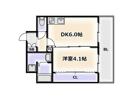 エステムコート難波VIエント(1DK/11階)の間取り写真