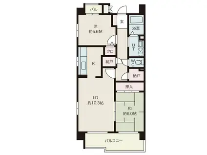 サンコート桃花台D棟(2LDK/4階)の間取り写真