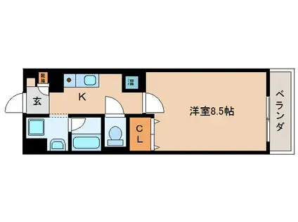 ヴァンセットモネ(1K/3階)の間取り写真