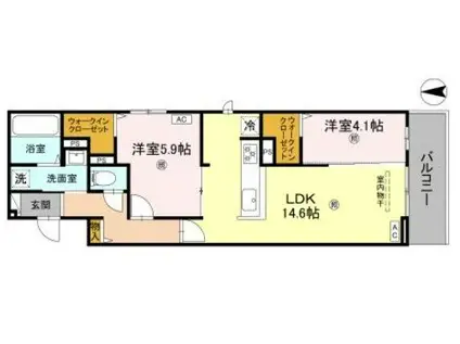 カケット・ブロックスキー(2LDK/3階)の間取り写真