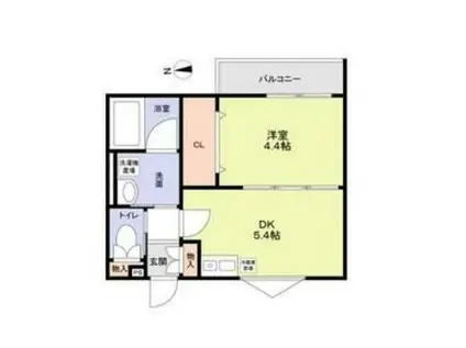 クロレ南流山2(1DK/2階)の間取り写真