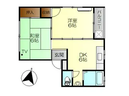 長原ビル(2DK/4階)の間取り写真