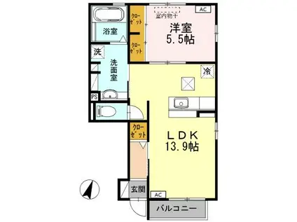 レガーロ(1LDK/1階)の間取り写真