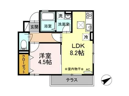 メゾン・ド・ルミエール(1LDK/1階)の間取り写真
