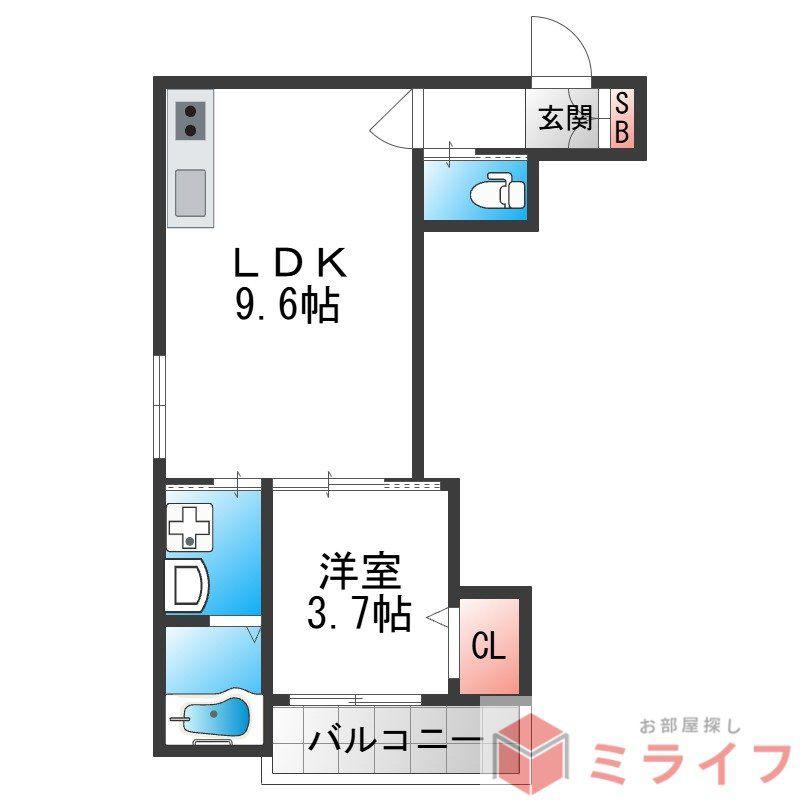 アーバンヴィラ平野(1LDK/1階)の間取り写真