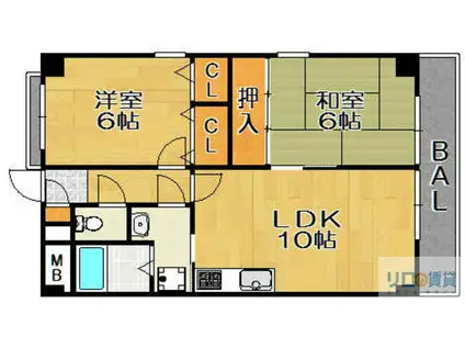 アミスター宝塚(2LDK/1階)の間取り写真