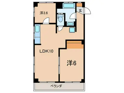 三陽リビング(2LDK/3階)の間取り写真