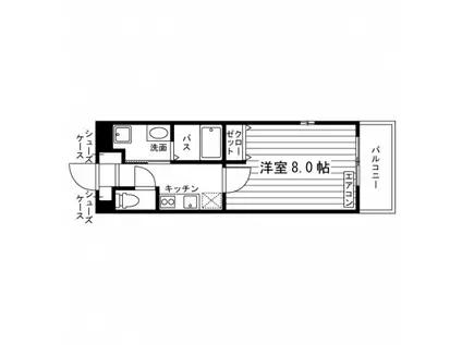 ハウスフロイデ2ND(1K/2階)の間取り写真