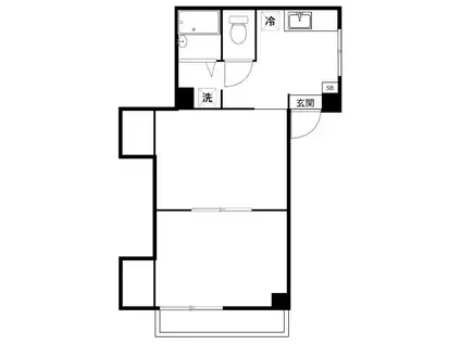 レジデンス一直(2K/2階)の間取り写真