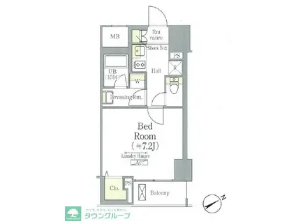 GRACIA PLACE ASAKUSABASHI(1K/4階)の間取り写真