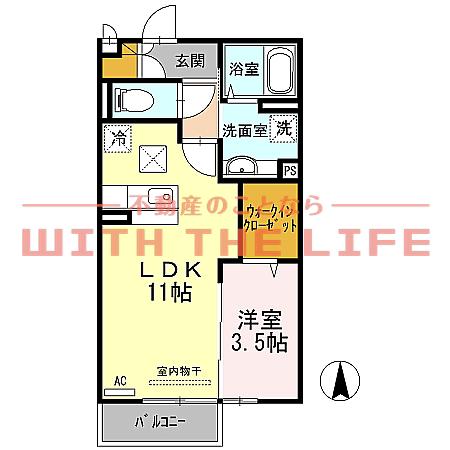 シンシア(1LDK/1階)の間取り写真