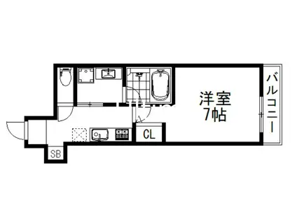 メゾンドゥース丹波橋(1K/3階)の間取り写真